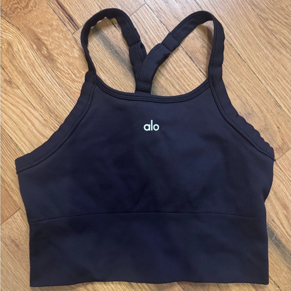 Alo Blk Ribbed Workout Tank sz L